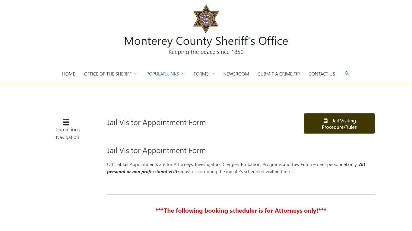 Book an Appointment – Monterey County Sheriff's Office